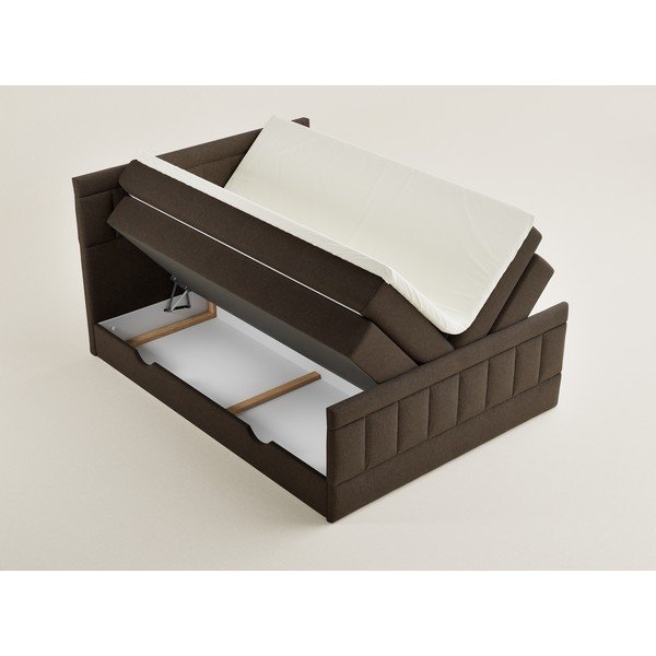 Barna ágyneműtartós boxspring ágy 200x200 cm Caya – Maison de Rêve-image-3