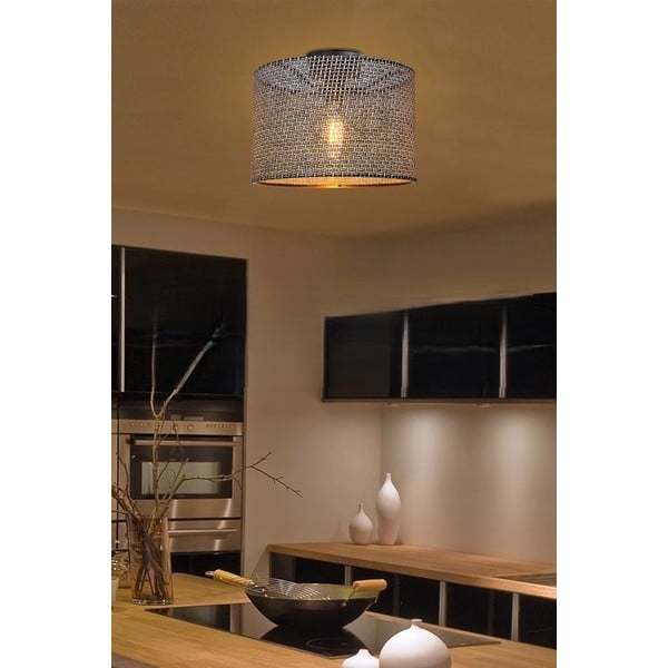 Szürke mennyezeti lámpa textil búrával ø 38 cm Goza – Squid Lighting-image-1