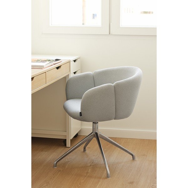 Világosszürke kárpitozott karfás étkezőfotel Add – Teulat-image-1