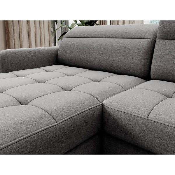 Világosszürke bársony kinyitható-tárolóhelyes sarokkanapé (jobb oldali-U alakú) Berrto – ELTAP-image-4