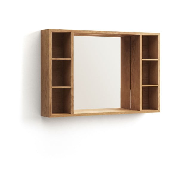 Natúr színű teakfa fali tükrös fürdőszoba szekrény 100x65 cm Parana – Kave Home-image-2