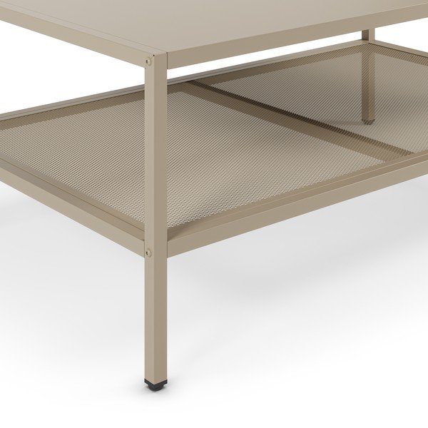 Krémszínű fém dohányzóasztal 60x100 cm Fayna – Marckeric-image-2