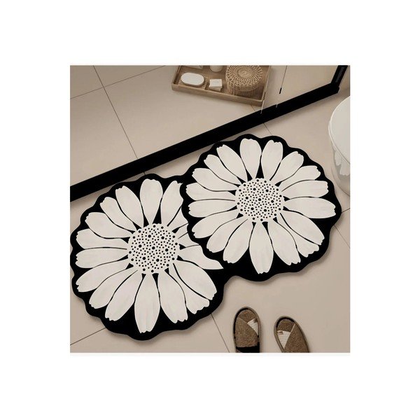 Fekete-krémszínű fürdőszobai kilépő 70x120 cm Flor Extrana – Foutastic-image-2