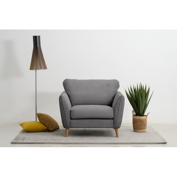 Sötétszürke kordbársony fotel Paris – Scandic-image-1