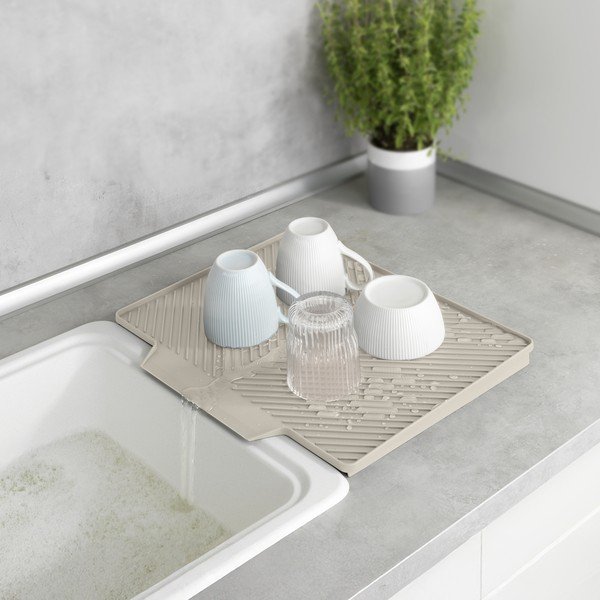 Bézs műanyag edénycsepegtető alátét 34x40 cm Nelia – Wenko-image-1