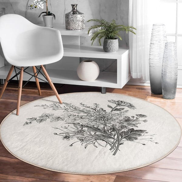 Krémszínű mosható-robotporszívóval tisztítható kerek szőnyeg ø 80 cm Comfort – Mila Home-image-2