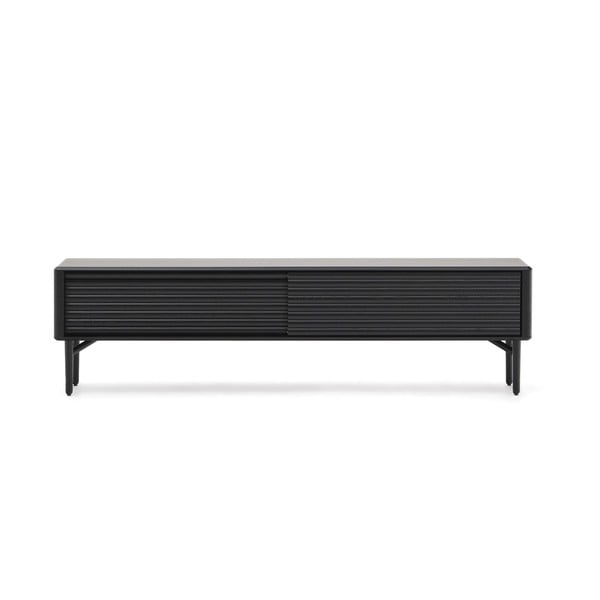 Fekete TV-állvány tölgyfa dekorral 200x57x35 cm Lenon – Kave Home-image-2