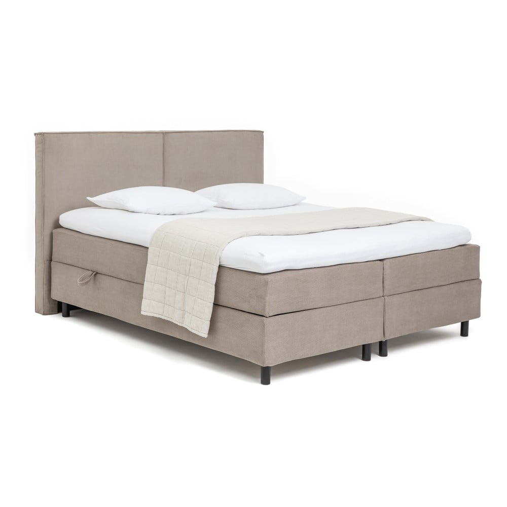 Szürkésbarna ágyneműtartós boxspring ágy 160x200 cm Elva Bold Bonami Selection