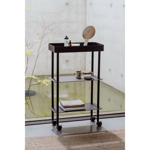 Fekete fém gurulós polcos állvány 60x97x30 cm Nolle – noo.ma-image-1