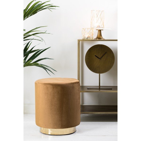 Aranyszínű-világosbarna bársony puff Nadien – Light & Living-image-1