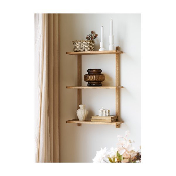 Natúr színű többszintes tölgyfa fali polc 20 cm Townsville – House Nordic-image-1