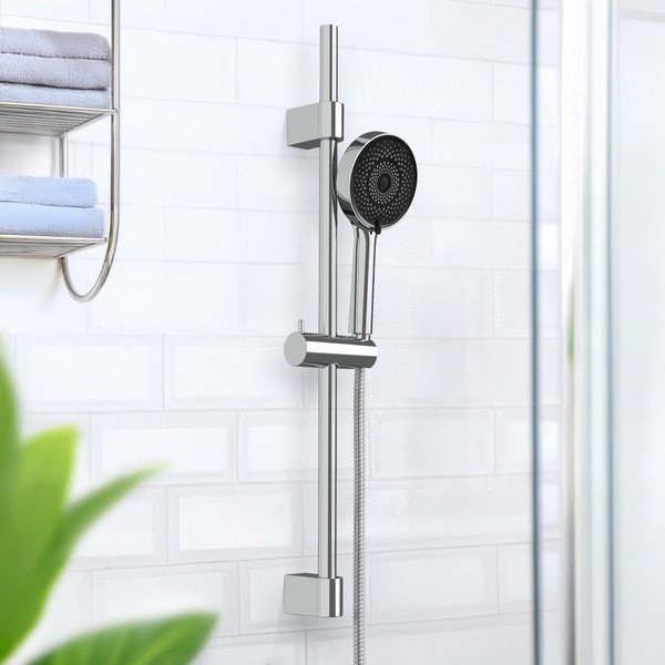 Ezüstszínű rozsdamentes acél zuhanyszett kézi tussal-tolható tartóval 70 cm Softwater – Wenko-image-1