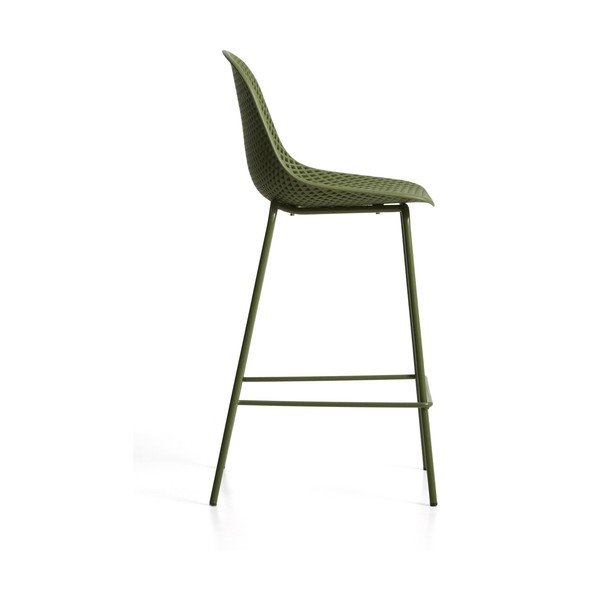 Zöld fém-műanyag kerti bárszék Quinby – Kave Home-image-3