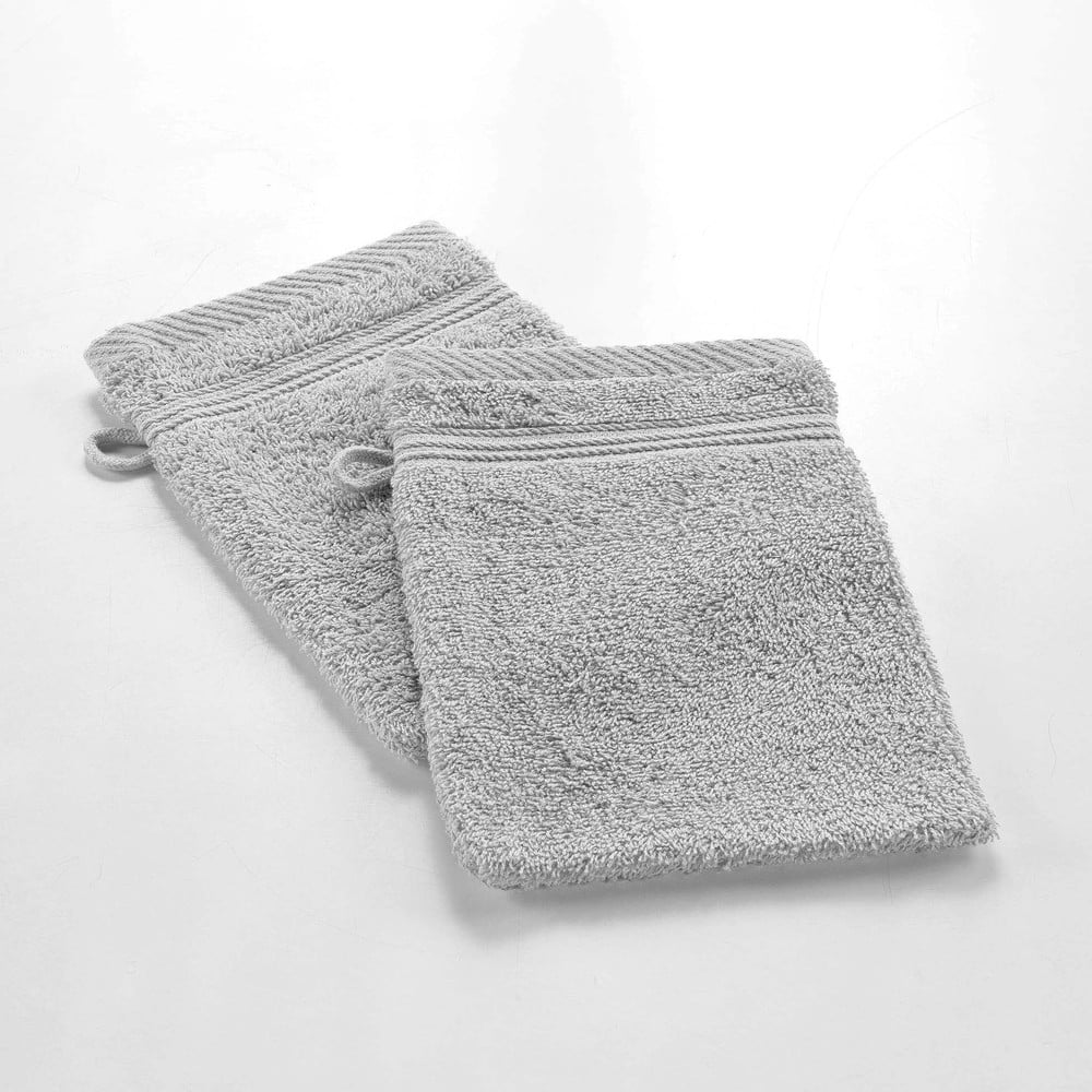 Világosszürke pamut mosdókesztyű 15x21 cm Tendresse douceur d'intérieur