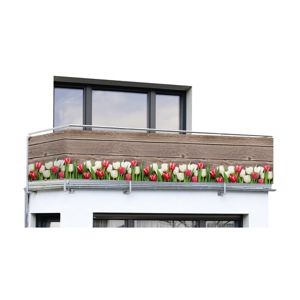 Barna műanyag erkély belátásgátló 500x85 cm Tulips – Maximex