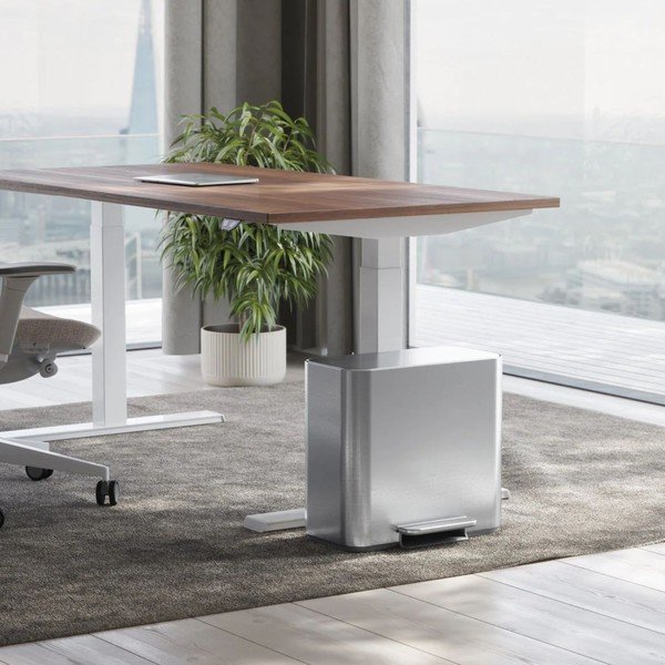 Matt ezüstszínű rozsdamentes acél szelektív-pedálos szemetes 15 l Dual Mini – simplehuman-image-2