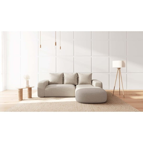Krémszínű buklé sarokkanapé (jobb oldali) Feiro – MESONICA-image-1