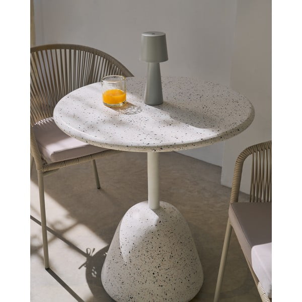 Fehér terrazzo cement kerek étkezőasztal ø 70 cm Saura – Kave Home-image-1