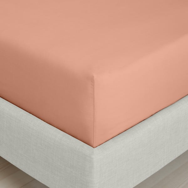 Terrakotta színű gumis pamut-perkál lepedő 90x190 cm Cotton Percale – Bianca-image-3