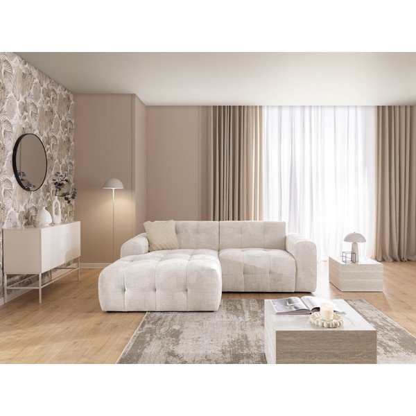 Krémszínű sarokkanapé (bal oldali-heverő résszel) Melva – Ropez-image-3