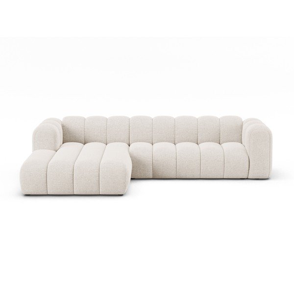 Krémszínű zsenília sarokkanapé (bal oldali-heverő résszel) Lupine – Micadoni 