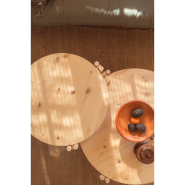 Natúr színű borovi fenyő kerek dohányzóasztal ø 80 cm Sticks – Karup Design-image-1