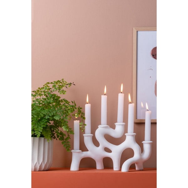 Fehér polirezin gyertyatartó Swirls - PT LIVING-image-1