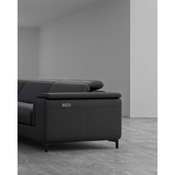 Sötétszürke bőr sarokkanapé (bal oldali) Brito – MESONICA-image-4