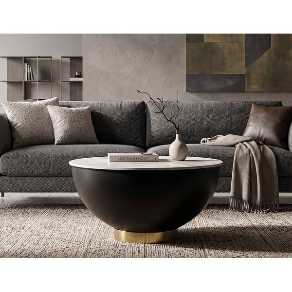 Barna fém kerek dohányzóasztal ø 73 cm Glam – Mauro Ferretti-image-1