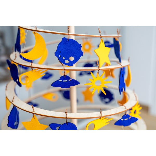 Medium 8 db-os sárga-kék filc karácsonyi dekoráció - Spira-image-4