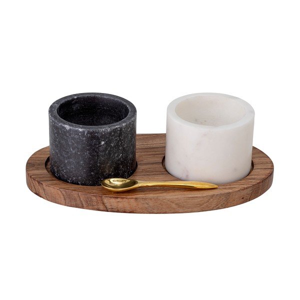 Florio márvány só- és borstartó fa tálcával és kanállal - Bloomingville-image-2