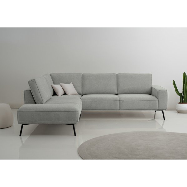 Világosszürke zsenília sarokkanapé (bal oldali-L alakú) Amsterdam – Scandic-image-1