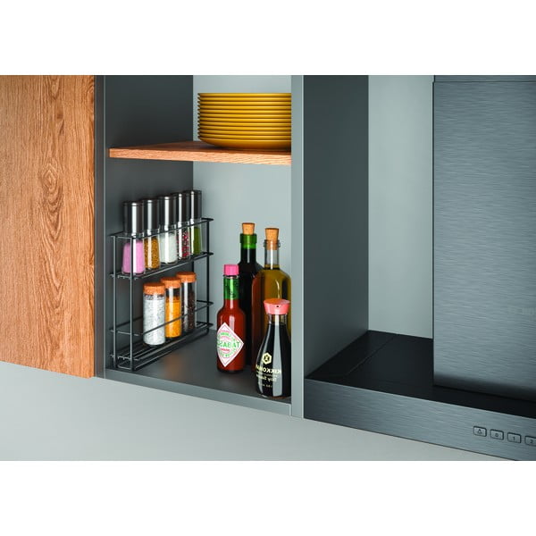 Lava fekete kihúzható kétszintes fali fűszertartó - Metaltex-image-2