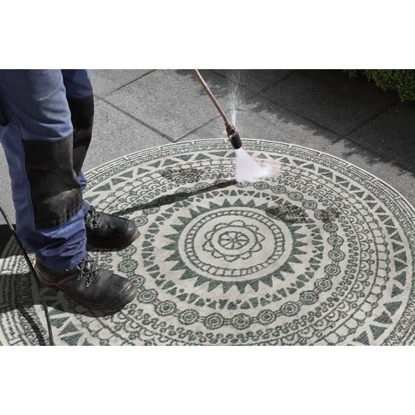 Coron zöld-krémszínű kültéri szőnyeg, ø 140 cm - NORTHRUGS-image-4