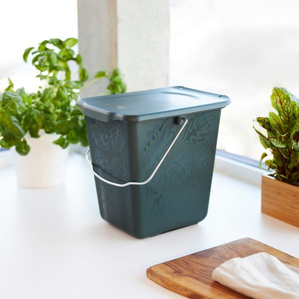 Sötétzöld komposztálható hulladékgyűjtő edény 7 l Greenline - Rotho-image-3