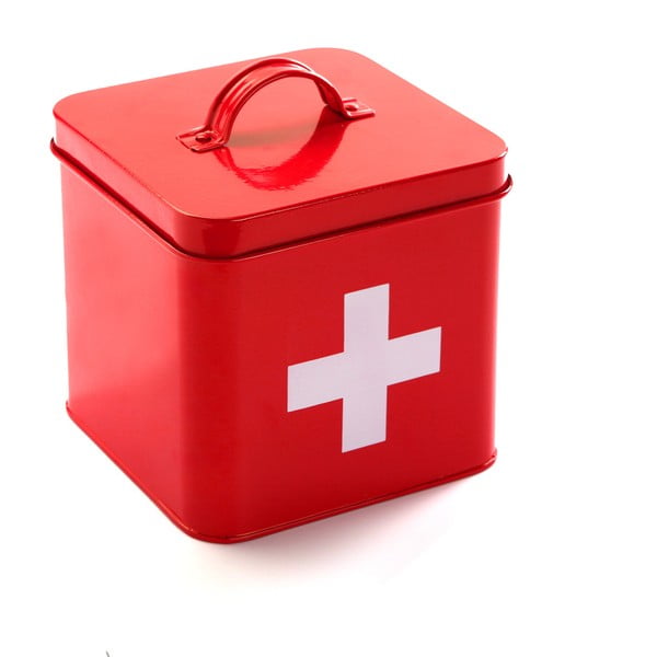 First Aid Kit piros fém elsősegély láda - Versa
