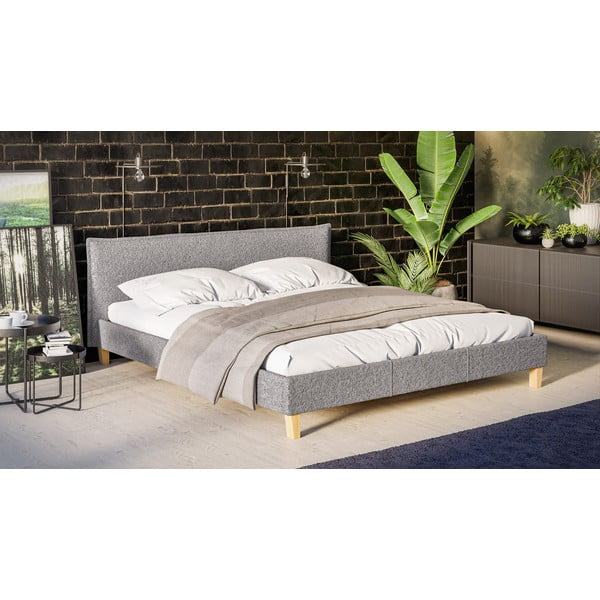 Szürke kárpitozott franciaágy ágyráccsal 180x200 cm Tina – Ropez-image-2