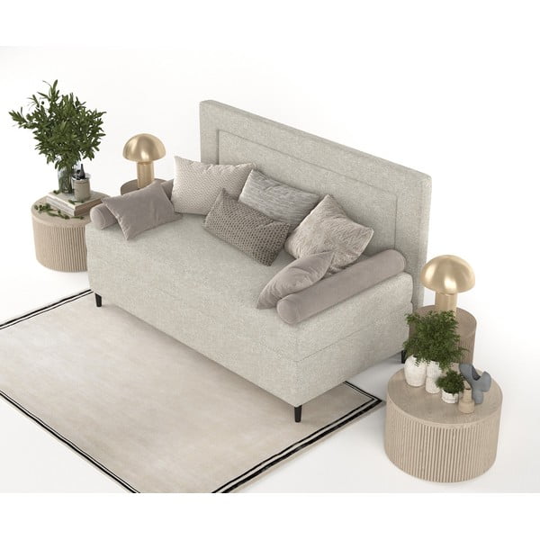 Szürkésbézs  kárpitozott egyszemélyes ágy 90x200 cm Alba – Maison de Rêve-image-4