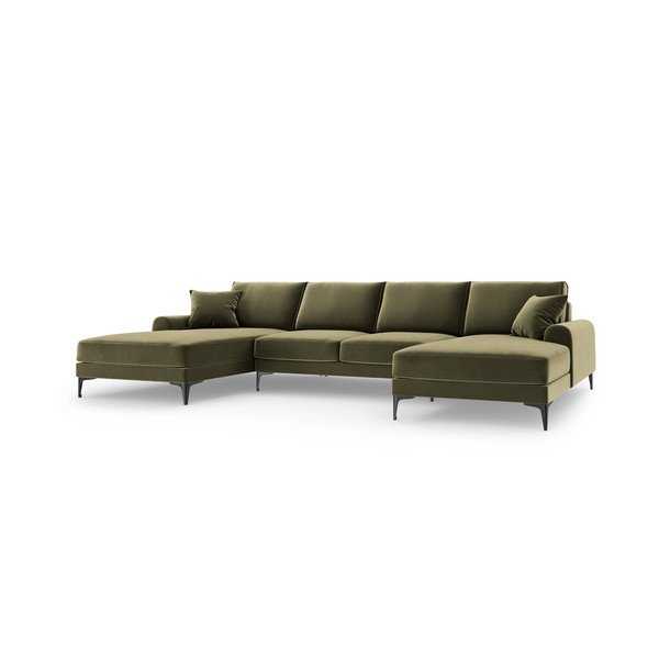 Madara zöld bársony U alakú kanapé - Mazzini Sofas-image-2