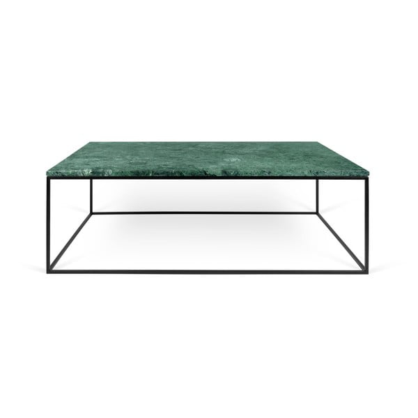 Gleam zöld márvány dohányzóasztal fekete lábakkal, 75 x 120 cm - TemaHome
