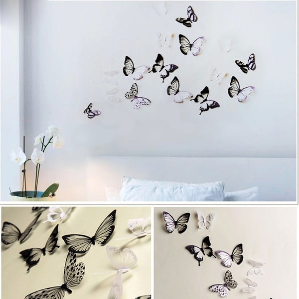Butterflies Chic 18 darabos, 3D falmatrica szett - Ambiance-image-1