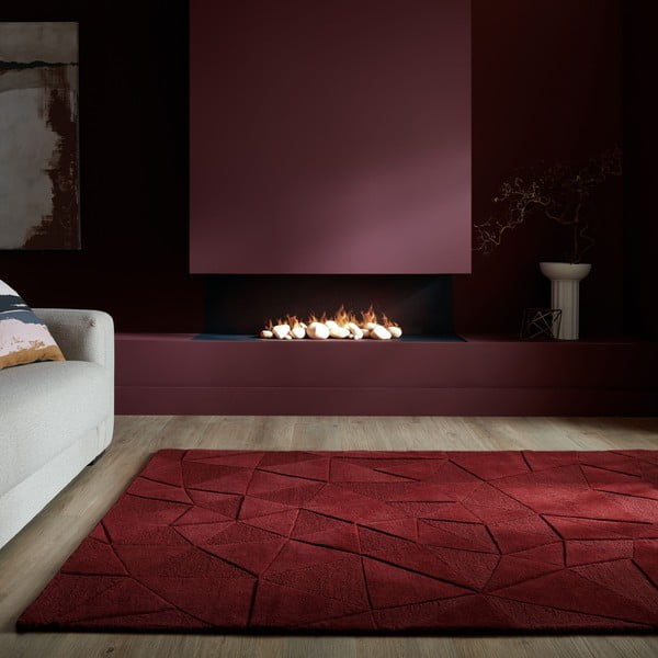 Borvörös kézi szövésű gyapjú szőnyeg 160x230 cm Shard Red – Flair Rugs-image-1