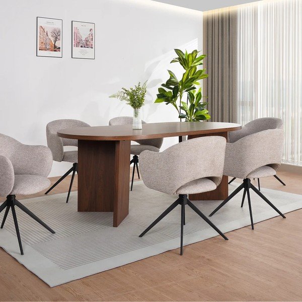 Szürke textil karfás-forgó étkezőszék szett 2 db-os Crawley – Støraa-image-2