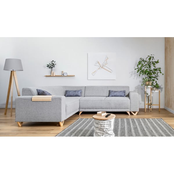 Világosszürke kinyitható-tárolóhelyes sarokkanapé (bal oldali-L alakú) Classy Sophie – Miuform-image-1