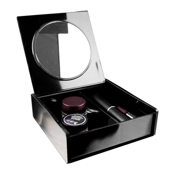 Fekete kozmetikai rendszerező doboz, tükörrel - Compactor