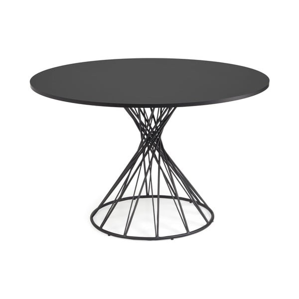Fekete kerek étkezőasztal fekete asztallappal ø 120 cm Niut – Kave Home