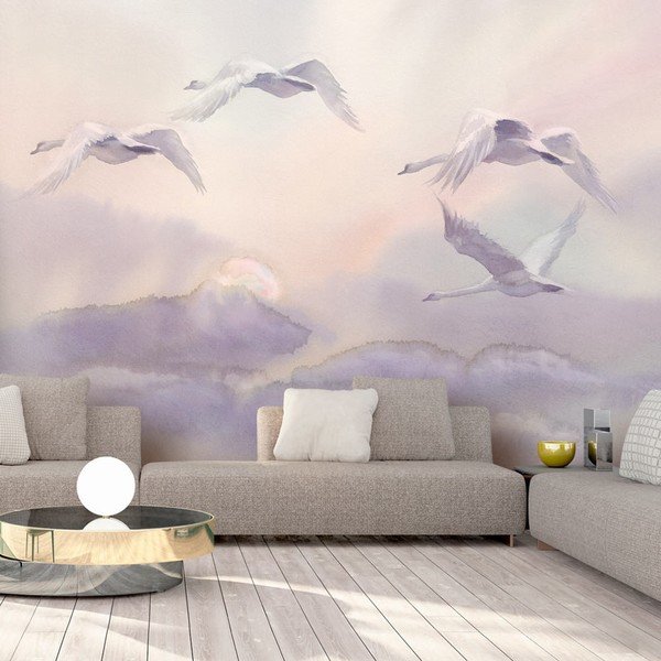 Flying Swans nagyméretű tapéta, 200 x 140 cm - Artgeist-image-1