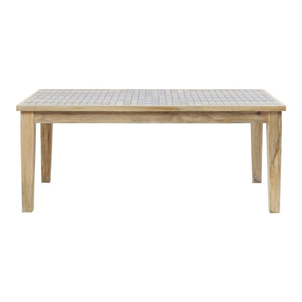 Fa étkezőasztal kő mozaikos asztallappal, 180 x 90 cm - Kare Design