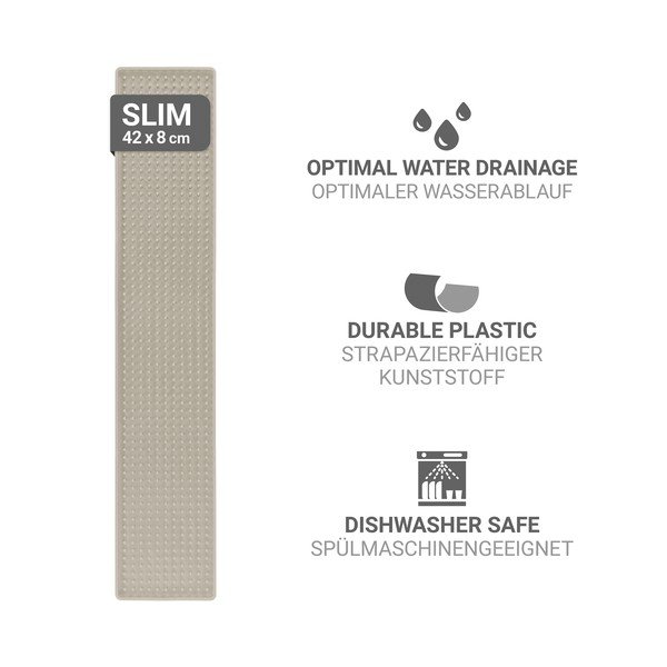Bézs műanyag edénycsepegtető alátét 42x8 cm Slim – Wenko-image-4