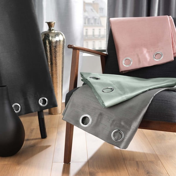 Kék mikroszatén függöny 140x240 cm Shana – douceur d'intérieur-image-4